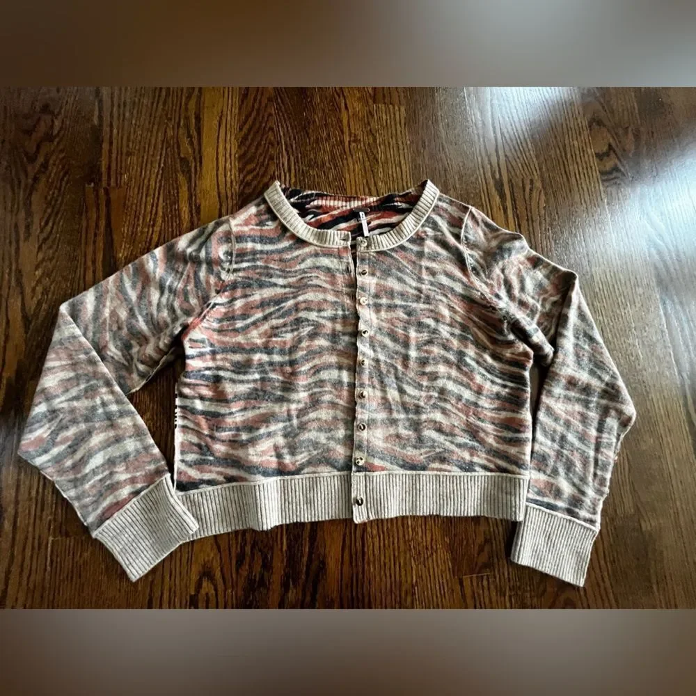 Free People Nocturnal Patterned Cardi in Brown